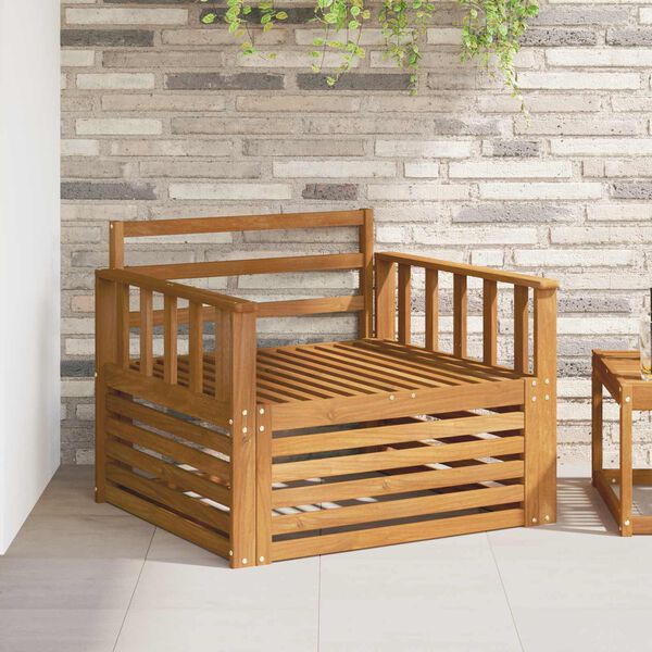 vidaXL 2 Bucată Sofa cu Brațe Lemn Solid de Acacia natural