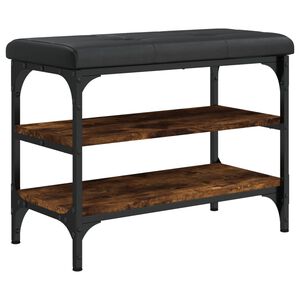 vidaXL Bancă de pantofi, stejar fumuriu, 62x32x47 cm, lemn prelucrat