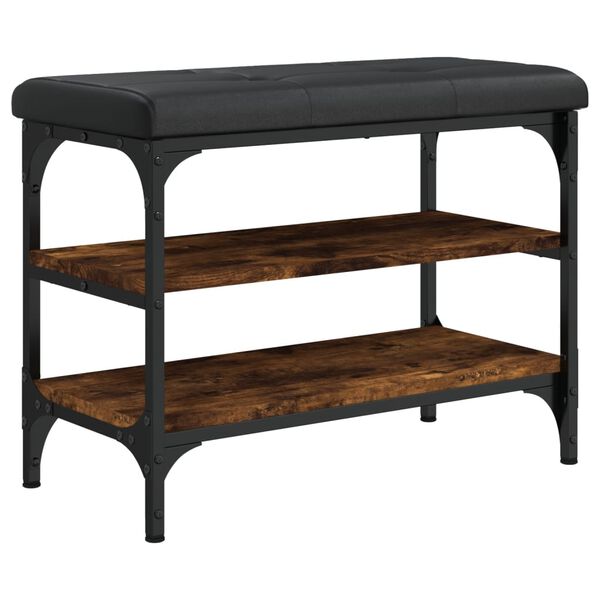 vidaXL Bancă de pantofi, stejar fumuriu, 62x32x47 cm, lemn prelucrat