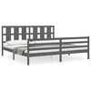 vidaXL Cadru pat cu tăblie 200x200 cm, gri, lemn masiv