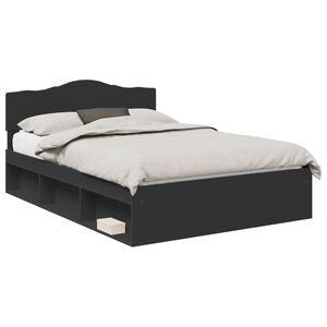 vidaXL Cadru de pat cu headboard Negru 150 x 200 cm Lemn de pin masiv