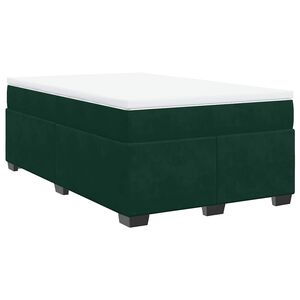 vidaXL Pat box spring cu saltea, verde &icirc;nchis, 120x190 cm, catifea
