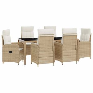 vidaXL Set dining pentru exterior 7 pcs Bej și alb crem
