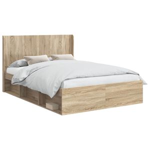 vidaXL Cadru de pat cu depozitare și tăblie 3 pcs Lemn prelucrat