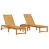 vidaXL Șezlong 3 buc. Lemn Solid de Acacia Maro