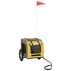 vidaXL Remorcă bicicletă animale companie, galben/gri, oxford/fier