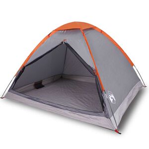 vidaXL Cort de camping pentru 2 persoane, gri/portocaliu, impermeabil