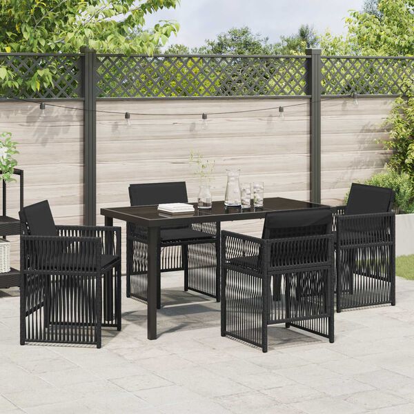 vidaXL Set de masă pentru grădină 5 pcs Negru Rattan poli
