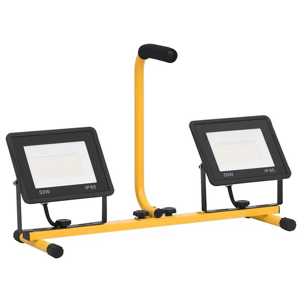 vidaXL Proiector cu LED și mâner, 2x50 W, alb cald