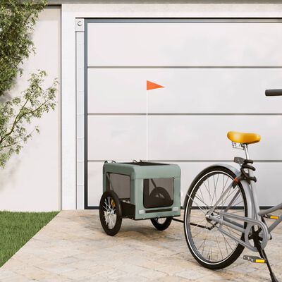 vidaXL Remorcă bicicletă animale companie gri/negru textil oxford/fier