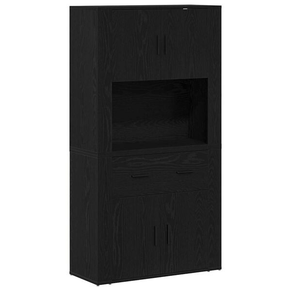 vidaXL Highboard cu sertar Stejar negru 80 x 33 x 150 cm Lemn compozit