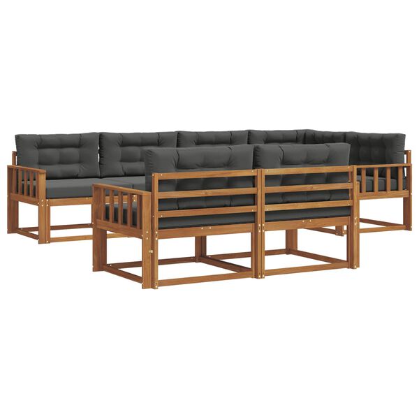 vidaXL Set de canapele de exterior cu pernă 7 pcs Natural și Antracit