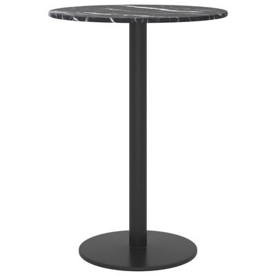 vidaXL Blat masă, negru, Ø30x0,8 cm, sticlă securizată, design marmură