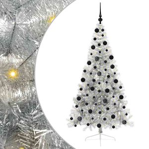 vidaXL Pom de Crăciun artificial pre-iluminat Argintiu 210 cm PET