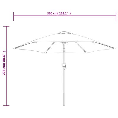 vidaXL Umbrelă de soare exterior, LED-uri și stâlp oțel, azur, 300 cm
