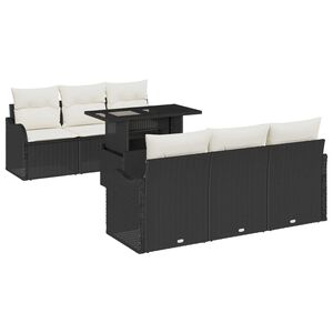 vidaXL Set de canapele pentru grădină cu pernă 7 pcs Negru Rattan poli