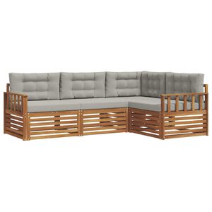 vidaXL Set de canapele de exterior 4 pcs Gri natural și deschis