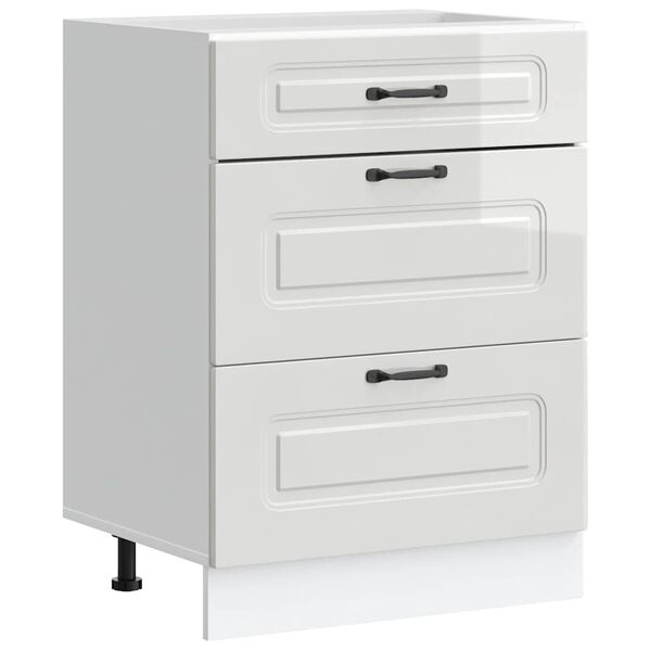 vidaXL Dulap de bucătărie &bdquo;Kalmar&rdquo;, alb lucios, lemn stratificat