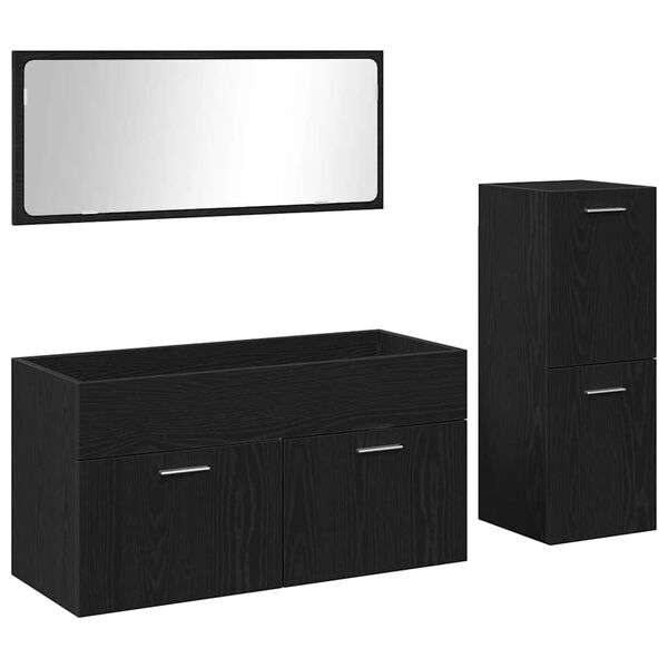vidaXL Set de mobilier pentru baie 3 pcs Stejar Negru Lemn compozit