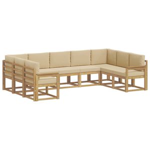 vidaXL Set de canapele de exterior 9 buc. Alb și Bej
