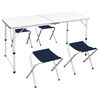 vidaXL Set camping masă reglabilă &icirc;nălțime/4 scaune pliabile 120x60 cm