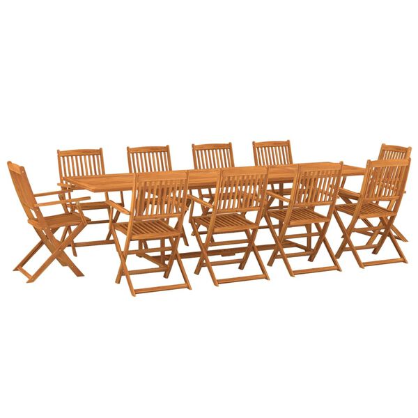 vidaXL Set mobilier de grădină 11 piese 280x90x75cm, lemn masiv acacia