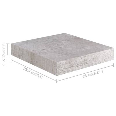 vidaXL Rafturi perete suspendate 4 buc. gri beton 23x23,5x3,8 cm MDF