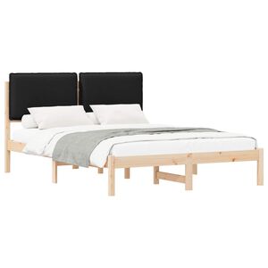 vidaXL Cadru de pat cu tăblie tapițată cu headboard Negru 140 x 190 cm