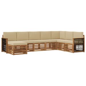 vidaXL Set de canapele de exterior cu pernă 6 pcs natural