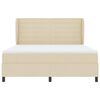 vidaXL Pat cu arcuri cu saltea cu headboard Crem 180 x 200 cm țesătură