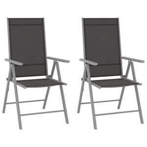 vidaXL Scaune pliante 2 buc. Textilene Negre