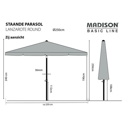 Madison Umbrelă de soare Lanzarote, gri taupe, 250 cm