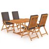 vidaXL Set mobilier de grădină cu perne gri, 5 piese, lemn masiv tec