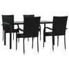 vidaXL Set mobilier de grădină, 5 piese, negru, poliratan
