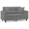 vidaXL Canapea cu 2 locuri, cu perne, gri, 120 cm, microfibră