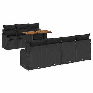 vidaXL Set de canapele pentru grădină 8 pcs Negru Rattan poli