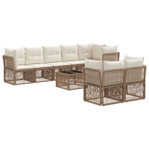 vidaXL Set de canapele pentru grădină 9 pcs Bej poliratan