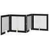 vidaXL Poartă pentru c&acirc;ini pliabilă cu suporturi 4 pcs Stejar Negru