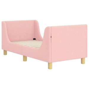 vidaXL Cadru de pat pentru copii cu spătar Roz 70 x 140 cm Boucl&eacute;