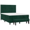 vidaXL Pat box spring cu saltea, verde &icirc;nchis, 140x190 cm, catifea