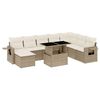 vidaXL Set canapele de grădină, 9 piese, cu perne, bej, poliratan