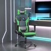 vidaXL Scaun de gaming cu suport picioare negru/verde, piele ecologică