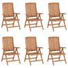 vidaXL Scaune de grădină rabatabile cu perne 6 buc., lemn masiv de tec
