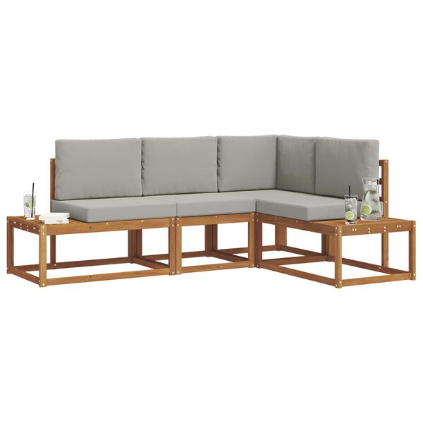 vidaXL Set de canapele de exterior 4 Bucată Gri natural și deschis