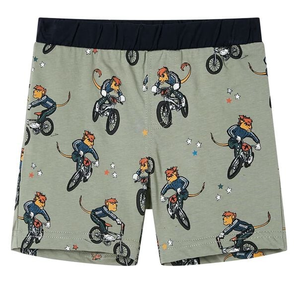 Pijamale pentru copii cu m&acirc;neci scurte, kaki deschis, 140