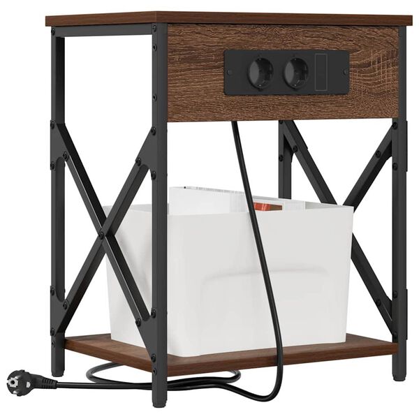 vidaXL Dulap de noapte Stejar &icirc;nchis 41 x 31 x 51 cm Lemn compozit