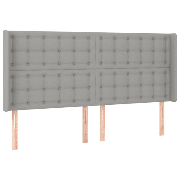 vidaXL Tăblie de pat cu LED, gri deschis, 163x16x118/128 cm, textil