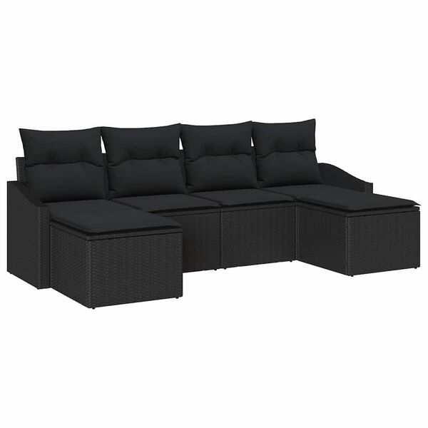 vidaXL Set de masă pentru grădină cu pernă cu depozitare 6 pcs Negru