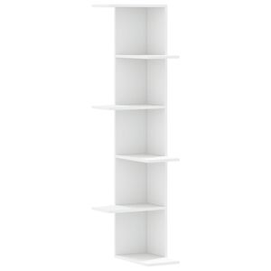 vidaXL Raft colțar perete alb 36,5x36,5x140 cm lemn prelucrat