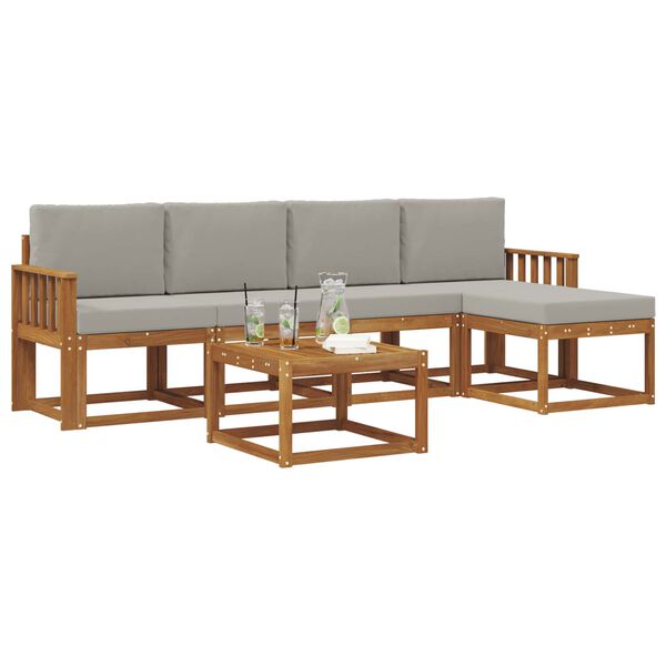 vidaXL Set de canapele de exterior 6 pcs Gri natural și deschis